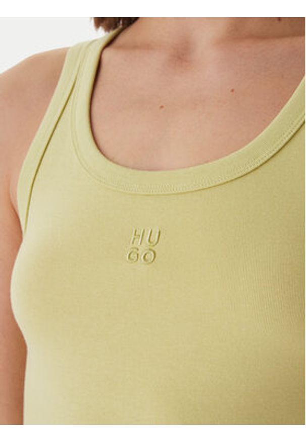 Hugo - HUGO Top Datamia 50514489 Zielony jasny Slim Fit. Kolor: zielony. Materiał: bawełna