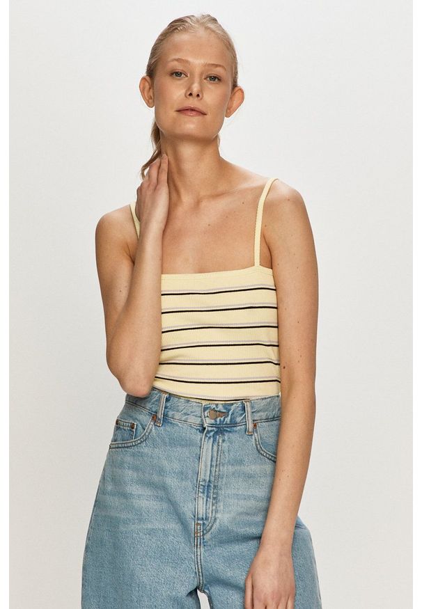Wrangler - Top. Okazja: na co dzień. Kolor: żółty. Długość rękawa: na ramiączkach. Styl: casual