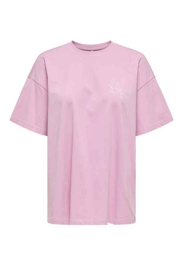 only - ONLY T-Shirt Vivvi 15346761 Różowy Regular Fit. Kolor: różowy. Materiał: bawełna