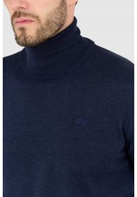La Martina - LA MARTINA Granatowy sweter męski z golfem, Rozmiar M. Typ kołnierza: golf. Kolor: niebieski. Materiał: akryl #7