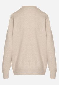 Born2be - Beżowy Casualowy Sweter z Wełną i Bawełną Nedalla. Okazja: na co dzień. Kolor: beżowy. Materiał: wełna, bawełna. Długość rękawa: długi rękaw. Długość: długie. Styl: casual #5