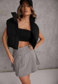 Renee - Ciemnoszare Tenisowe Spódnico-Spodenki z Elastycznego Materiału Natennia. Okazja: na co dzień. Kolor: szary. Materiał: materiał. Styl: casual, sportowy #1