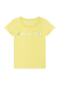 Michael Kors t-shirt bawełniany dziecięcy R15110.114.150 kolor żółty. Kolor: żółty. Materiał: bawełna. Długość rękawa: krótki rękaw. Długość: krótkie. Wzór: nadruk #1
