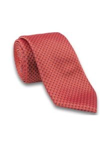 Elegancki, Lśniący Krawat Męski w Drobny Rzucik -6,5cm- Chattier, Łososiowy. Kolor: różowy. Materiał: tkanina. Styl: elegancki #1