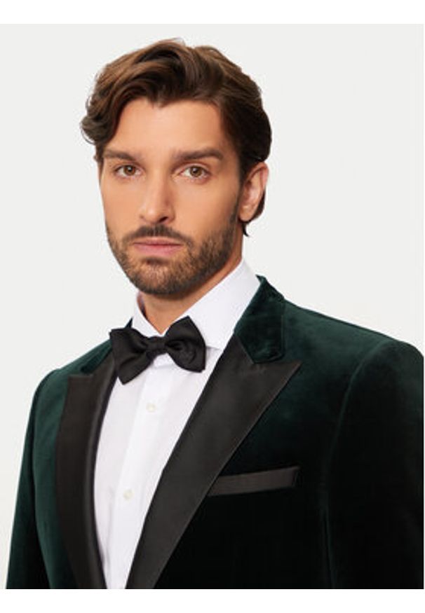 Hugo Marynarka Henry244E1X 50524909 Zielony Slim Fit. Kolor: zielony. Materiał: bawełna, syntetyk