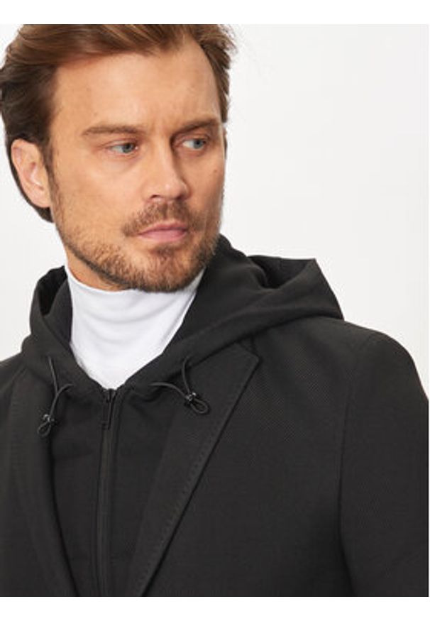 Karl Lagerfeld - KARL LAGERFELD Marynarka 155384 544016 Czarny Regular Fit. Typ kołnierza: dekolt w karo. Kolor: czarny. Materiał: poliester