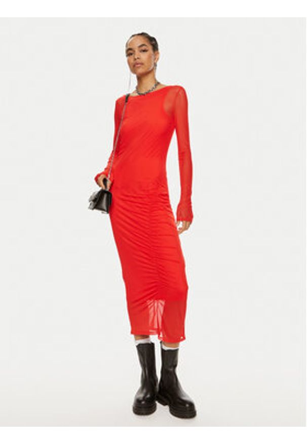 Patrizia Pepe Sukienka koktajlowa 8A1344 J149-R835 Czerwony Slim Fit. Kolor: czerwony. Materiał: syntetyk. Styl: wizytowy