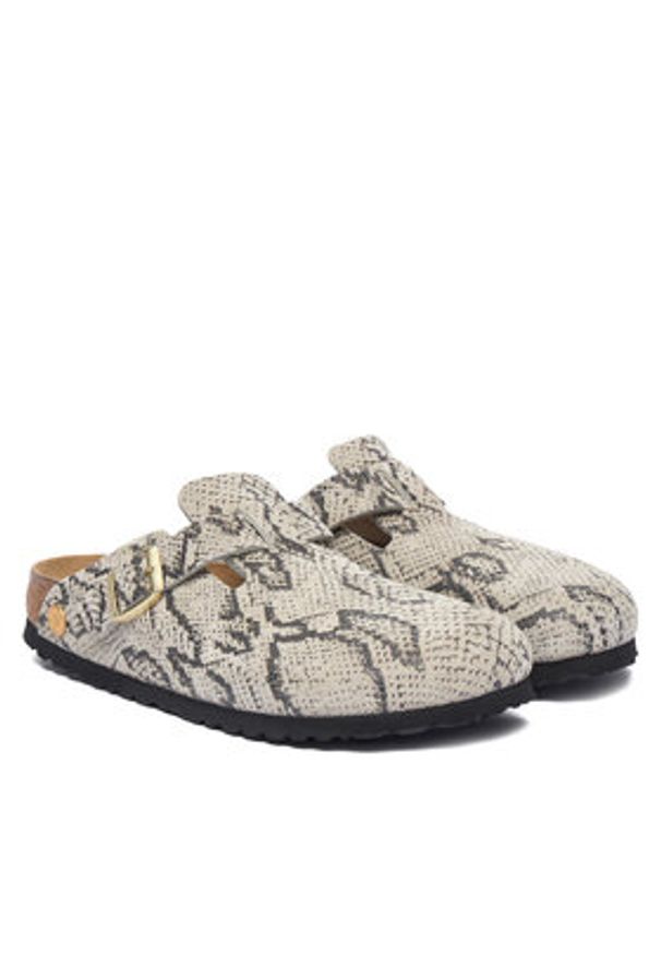 Birkenstock Klapki Boston 1033086 Kremowy. Kolor: kremowy. Materiał: zamsz, skóra