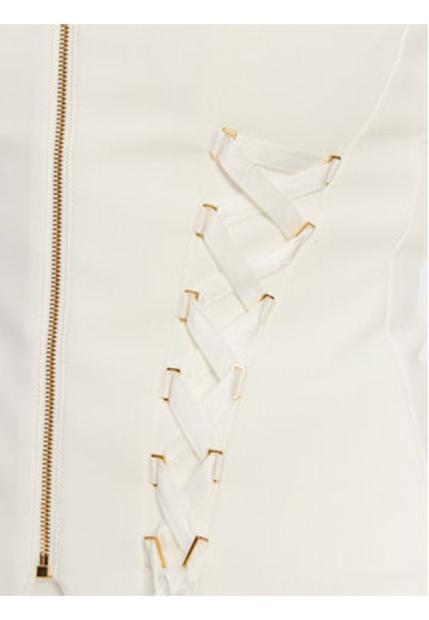 Elisabetta Franchi Marynarka GI-135-51E2 Biały Regular Fit. Kolor: biały. Materiał: syntetyk