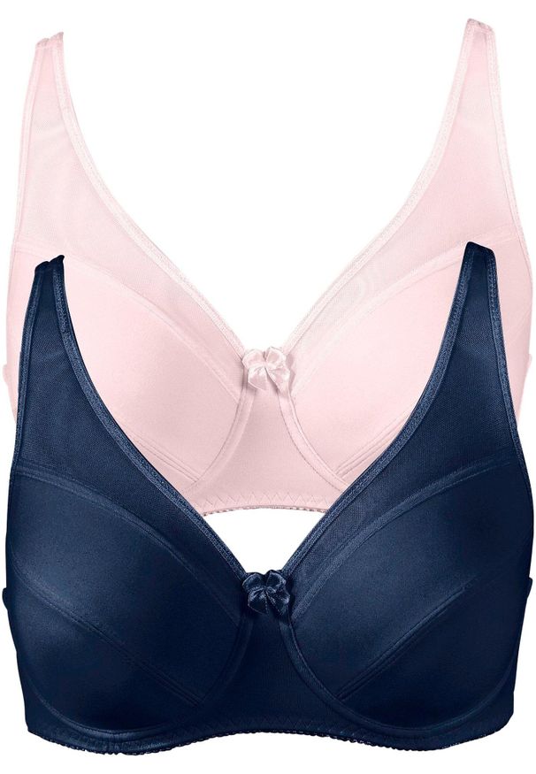 bonprix - Biustonosz na fiszbinach z siateczką (2 szt.). Kolor: różowy