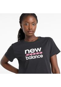 Koszulka damska New Balance WT51540BK – czarna. Kolor: czarny. Materiał: bawełna, materiał. Wzór: napisy #4