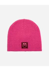 Pinko - PINKO - Różowa czapka z kaszmiru Mascali. Kolor: różowy, wielokolorowy, fioletowy. Materiał: kaszmir. Wzór: aplikacja, prążki #2