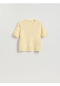 Reserved - Wełniany sweter - jasnożółty. Kolor: żółty. Materiał: wełna