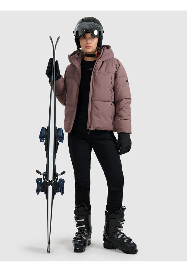 4f - 4F Kurtka narciarska membrana 5000 damska - brązowa XXL. Kolor: brązowy. Materiał: poliester, materiał. Wzór: gładki. Sezon: zima
