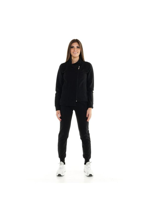 LEONE 1947 APPAREL - Damski dres Leone z ukośnym zamkiem Blackout. Kolor: czarny. Materiał: dresówka. Sport: fitness