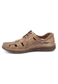 KENT Buty męskie na lato ażurowe 600 brązowe. Okazja: na co dzień. Kolor: brązowy. Materiał: skóra. Wzór: ażurowy. Sezon: lato. Styl: sportowy, casual #4