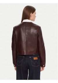 TOMMY HILFIGER - Tommy Hilfiger Kurtka skórzana WW0WW46861 Bordowy Regular Fit. Kolor: czerwony. Materiał: skóra #6