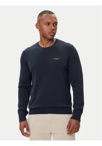 Aeronautica Militare Sweter 252MA1611UL00506 Granatowy Regular Fit. Kolor: niebieski. Materiał: bawełna #1
