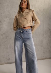 Renee - Niebieskie Jeansy High Waist Balloon z Bawełny z Asymetrycznym Zapięciem Myrea. Okazja: na co dzień. Stan: podwyższony. Kolor: niebieski. Styl: casual, street, sportowy, elegancki #6