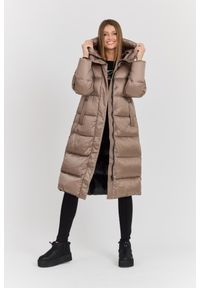 Hetrego - HETREGO Beżowy damski puchowy płaszcz Karen Woman Quilted Coat, Rozmiar 38 EU - 42 IT. Kolor: beżowy. Materiał: puch. Długość rękawa: długi rękaw. Długość: do kolan. Sezon: zima. Styl: elegancki, klasyczny #7