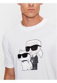 Karl Lagerfeld - KARL LAGERFELD T-Shirt 755061 534241 Biały Regular Fit. Typ kołnierza: dekolt w karo. Kolor: biały. Materiał: bawełna