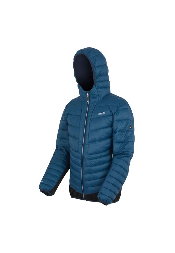 Regatta - Kurtka męska hybrydowa Leedre z kapturem. Typ kołnierza: kaptur. Kolor: niebieski. Materiał: syntetyk, puch. Sport: turystyka piesza