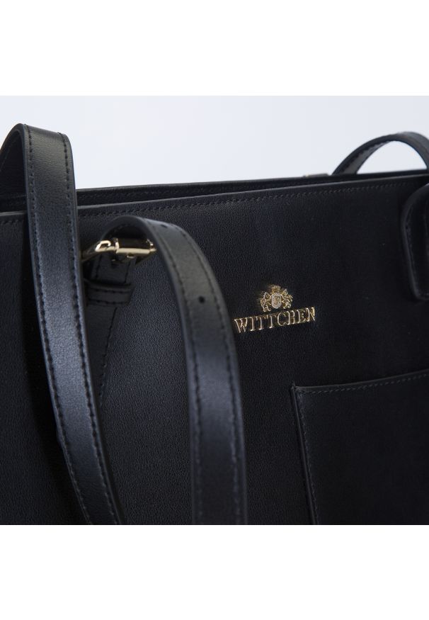 Wittchen - Torba shopperka ze skóry duża. Kolor: czarny. Wzór: haft, gładki. Dodatki: z haftem. Materiał: skórzane. Styl: klasyczny, elegancki, casual. Rodzaj torebki: do ręki
