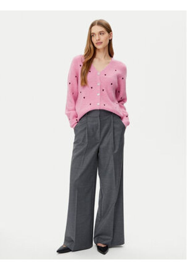 YAS Kardigan Bow 26034899 Różowy Regular Fit. Kolor: różowy. Materiał: syntetyk