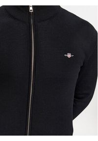GANT - Gant Kardigan Casual Cotton Zip 8030164 Czarny Regular Fit. Okazja: na co dzień. Kolor: czarny. Materiał: bawełna. Styl: casual #4