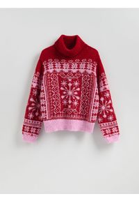 Reserved - Sweter ze świątecznym motywem - wielobarwny. Materiał: dzianina. Styl: wizytowy #1