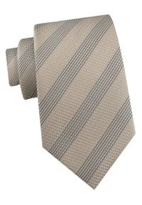 Krawat Męski - Angelo di Monti - Beżowy w Paski (Prążki). Kolor: brązowy, beżowy, wielokolorowy. Materiał: tkanina. Wzór: prążki, paski. Styl: elegancki, wizytowy