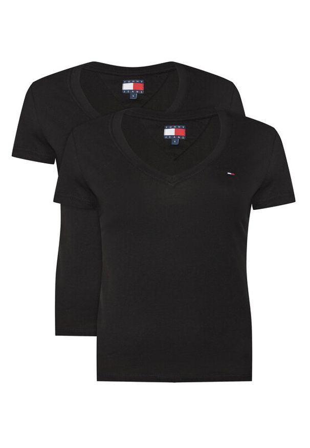 Tommy Jeans Komplet 2 t-shirtów DW0DW21367 Czarny Slim Fit. Kolor: czarny. Materiał: bawełna