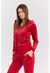 Juicy Couture - JUICY COUTURE Damska czerwona bluza Robertson Class, Rozmiar M. Typ kołnierza: kaptur. Kolor: czerwony. Materiał: poliester, elastan, materiał #3
