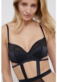 Guess Body kolor czarny satynowe gładki. Kolor: czarny. Materiał: satyna. Wzór: gładki #3