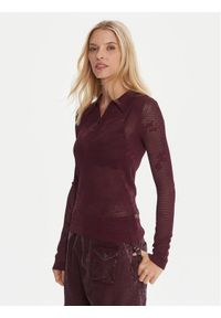 G-Star RAW - G-Star Raw Bluzka Pointelle D26657-B754 Bordowy Slim Fit. Kolor: czerwony. Materiał: wiskoza #1