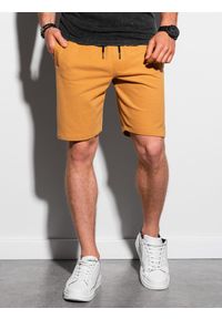 Ombre Clothing - Krótkie spodenki męskie dresowe W291 - musztardowe - XXL. Kolor: żółty. Materiał: dresówka. Długość: krótkie. Styl: klasyczny #4