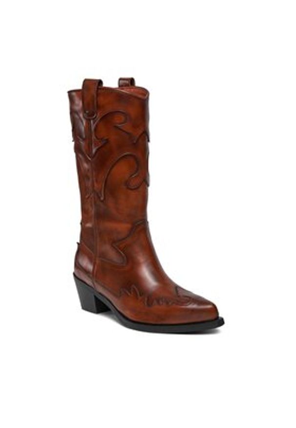 Bronx Kowbojki Western 47515-H Brązowy. Kolor: brązowy. Materiał: skóra