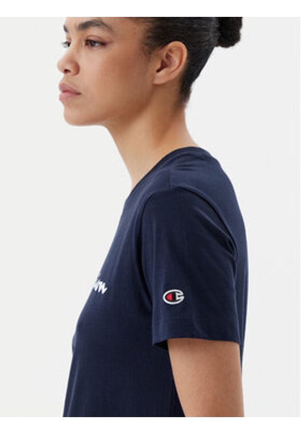 Champion T-Shirt 118090 Granatowy Slim Fit. Kolor: niebieski. Materiał: bawełna