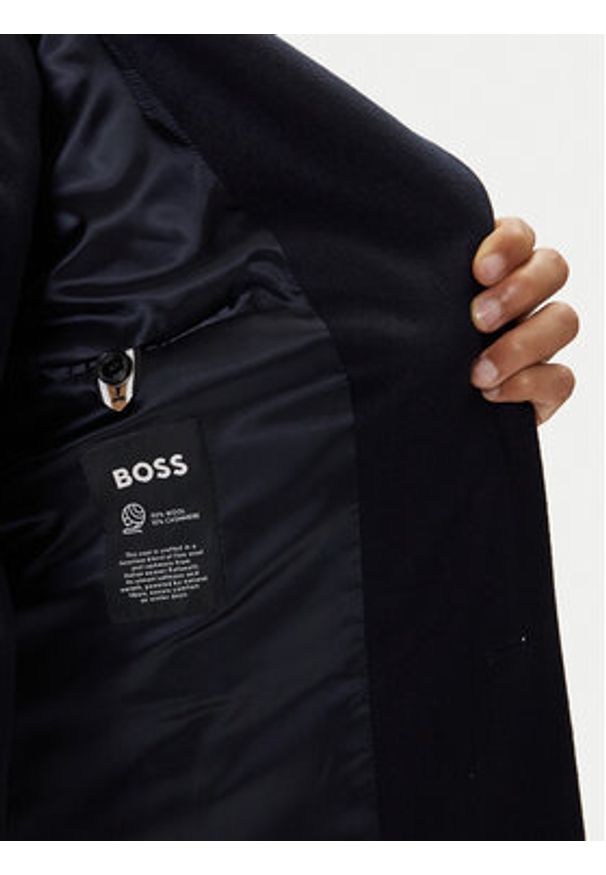 BOSS Płaszcz wełniany H-Jared 50551085 Granatowy Regular Fit. Kolor: niebieski. Materiał: wełna