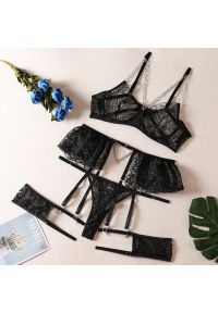 Intica - Zestaw bielizny koronkowej czteroczęściowy Margarida. Kolor: czarny. Materiał: koronka #1
