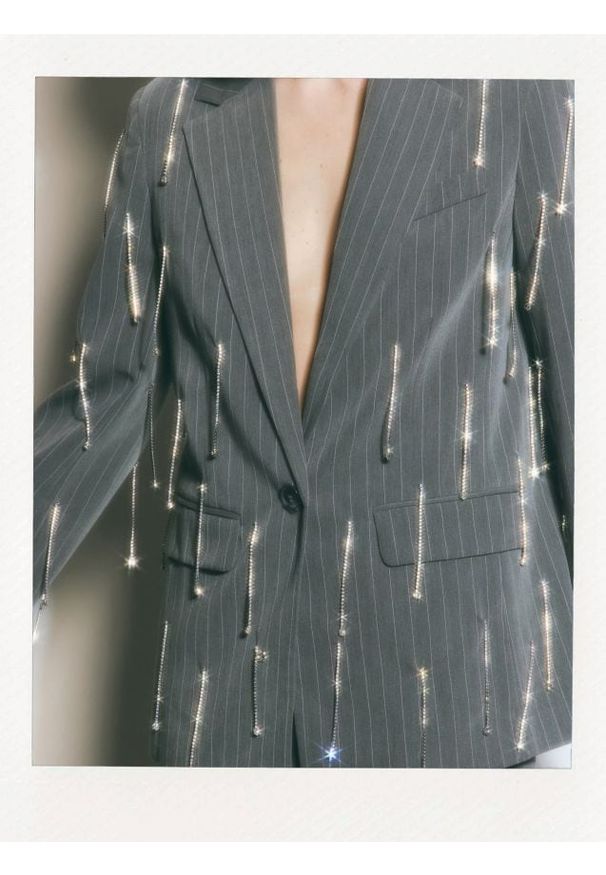 Reserved - Marynarka z ozdobną aplikacją - jasnoszary. Kolor: szary. Materiał: wiskoza, tkanina. Wzór: aplikacja