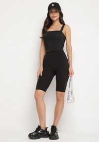 Born2be - Czarne Casualowe Szorty Typu Kolarki Lidessa. Okazja: na co dzień. Kolor: czarny. Materiał: materiał. Sezon: lato. Styl: casual #6