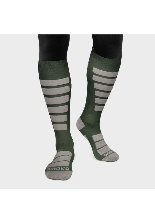 SIROKO - Skarpety narciarske unisex Siroko Aoraki. Kolor: zielony, wielokolorowy, szary