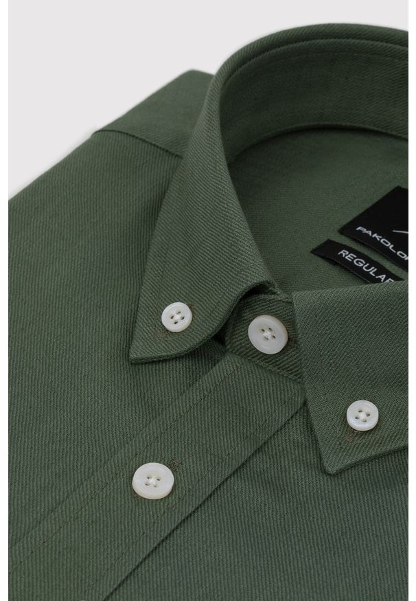 Pako Lorente - PAKO LORENTE – Zielona bawełniana koszula męska. Kolor: zielony, czarny. Materiał: bawełna. Długość rękawa: długi rękaw. Długość: długie. Wzór: gładki