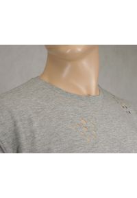 Szary, Przedłużony T-Shirt (Koszulka) z Dziurami - 100% BAWEŁNA - Brave Soul, Męski. Kolor: szary. Materiał: bawełna #2
