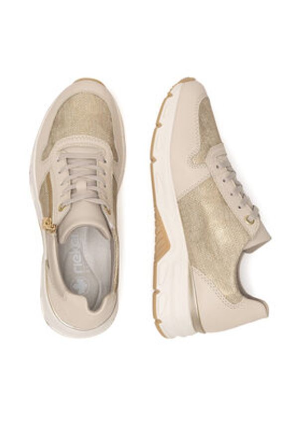 Rieker Sneakersy 48101-60 Écru. Materiał: skóra, syntetyk