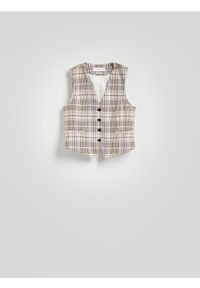 Reserved - Kamizelka w kratę - wielobarwny. Materiał: wiskoza, tkanina #1