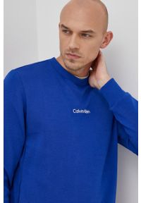 Calvin Klein bluza męski. Kolor: niebieski. Długość rękawa: długi rękaw. Długość: długie. Wzór: nadruk #2