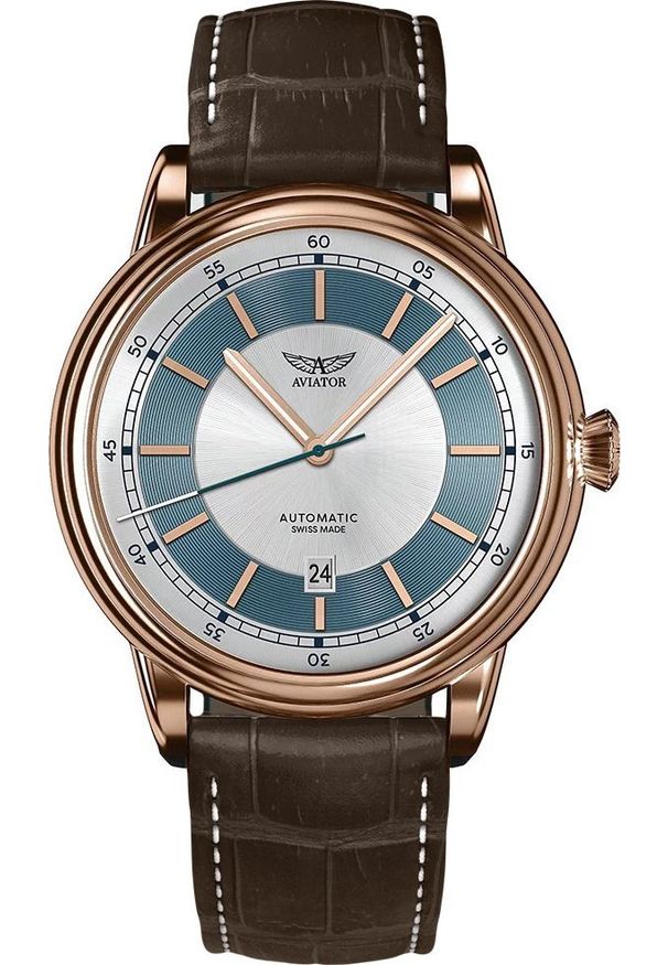 AVIATOR - Zegarek Aviator Zegarek męski Aviator V.3.32.2.272.4 brązowy. Kolor: brązowy