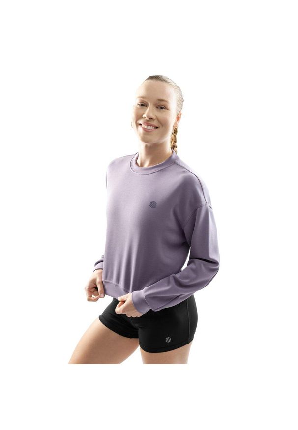 SIROKO - Bluza treningowa crop top dla kobiet Fitness Siroko Zenith. Kolor: fioletowy. Materiał: materiał. Sport: fitness